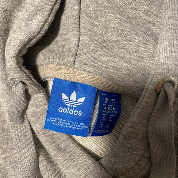 ADIDAS HEATHER GREY GRAY FLEECE PULLOVER HOODIE OVERSIZE ADICOLOR TREFOIL JACKET - Picture 4 of 8